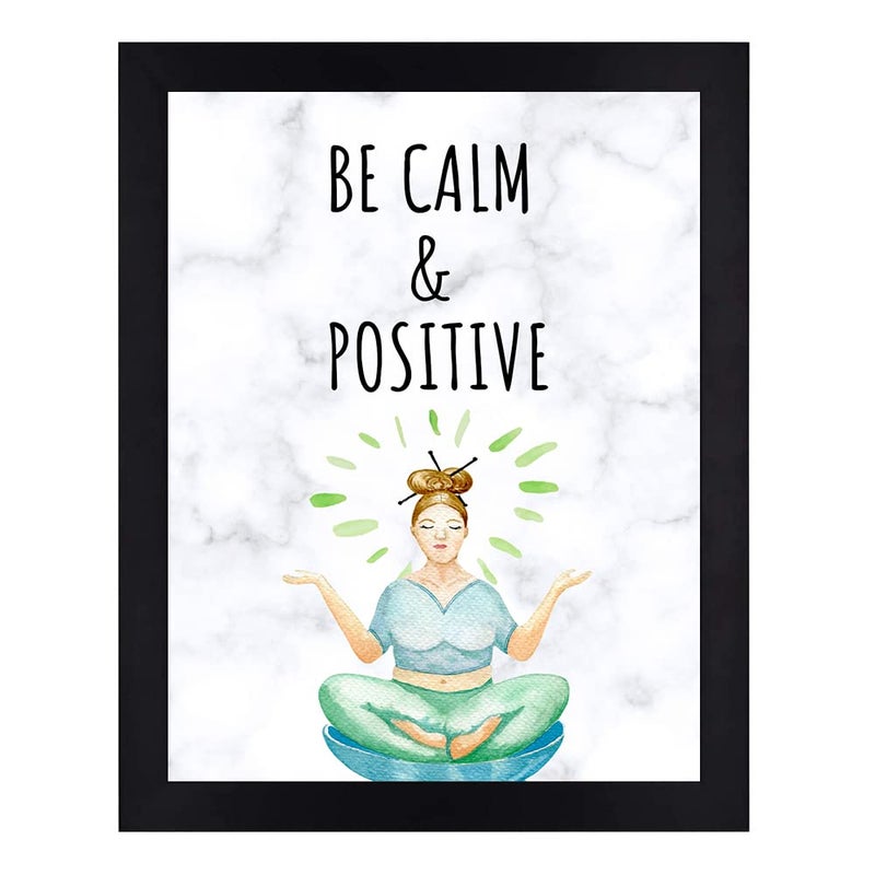 Interio Crafts Be Calm and Positive Motivational Quotes Wall FramesKitchen or Office Wall Decor Synthetic Wood 13 X 10 Inches