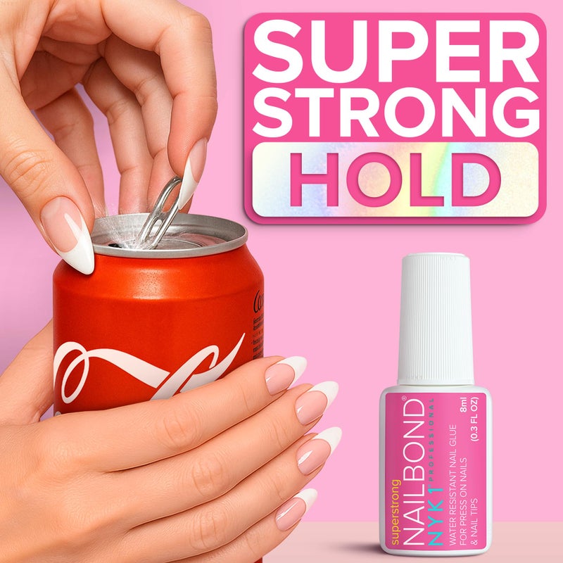 NYK1 Super Strong Nail Glue for Press On Nails, Nail Tips & Acrylic Fake Nails (8ml) NYK1 NailBond Brush On Glue for Press Ons, Tips & Acrylics - Long Lasting, Maximum Strength, Mess-Free Application - Image 4