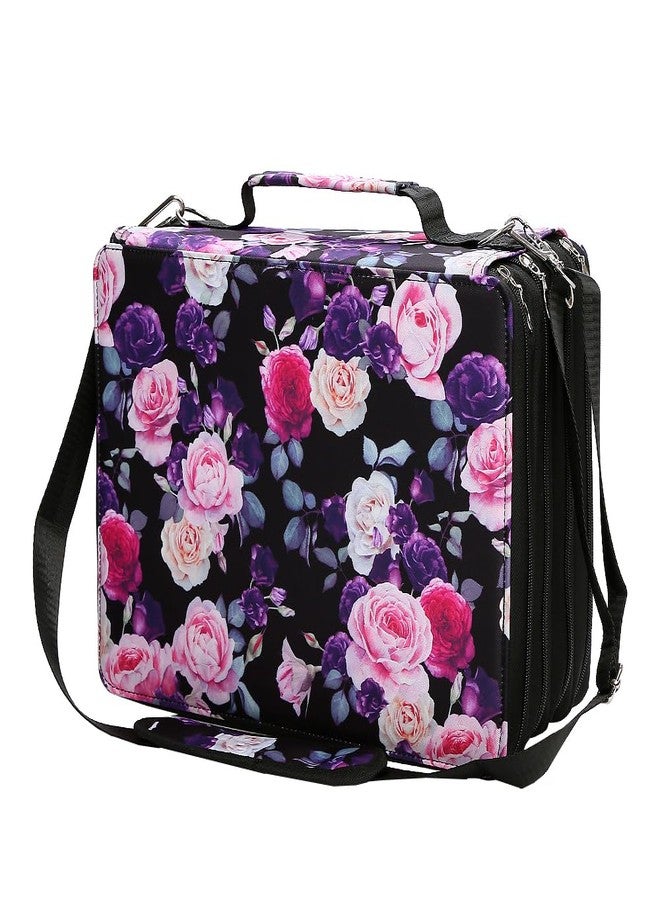 Lbxgap Marker Pen Organizer Case 224 Slots Large Capacity with Handy Wrap Portable Multilayer Holder for Watercolor Pencils & Gel Pen Markers(Purple Rose) - Image 1