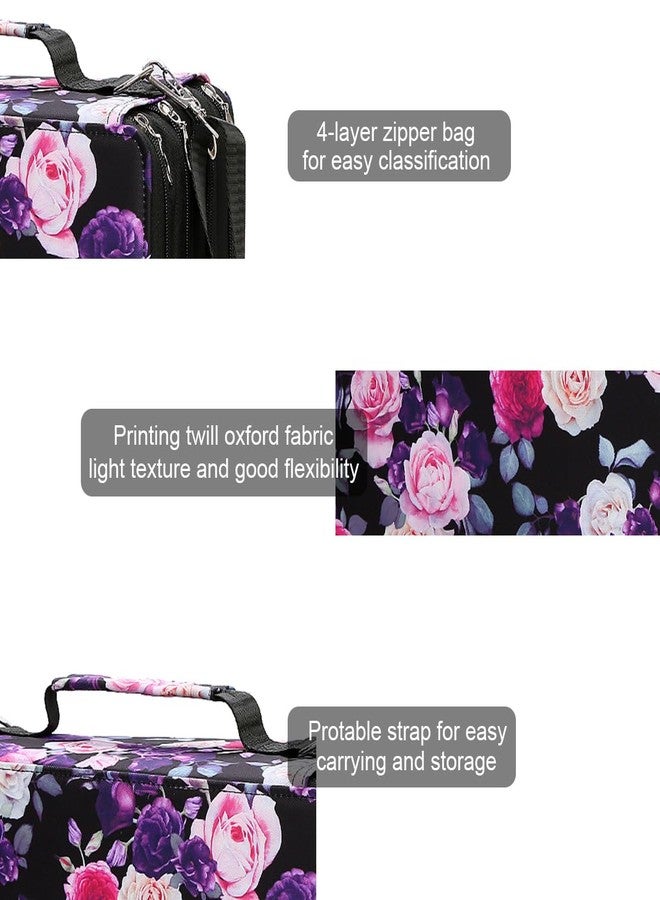 Lbxgap Marker Pen Organizer Case 224 Slots Large Capacity with Handy Wrap Portable Multilayer Holder for Watercolor Pencils & Gel Pen Markers(Purple Rose) - Image 3