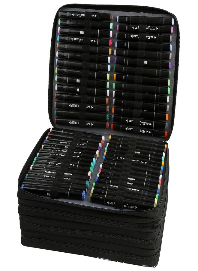 Lbxgap Marker Pen Organizer Case 224 Slots Large Capacity with Handy Wrap Portable Multilayer Holder for Watercolor Pencils & Gel Pen Markers(Purple Rose) - Image 4