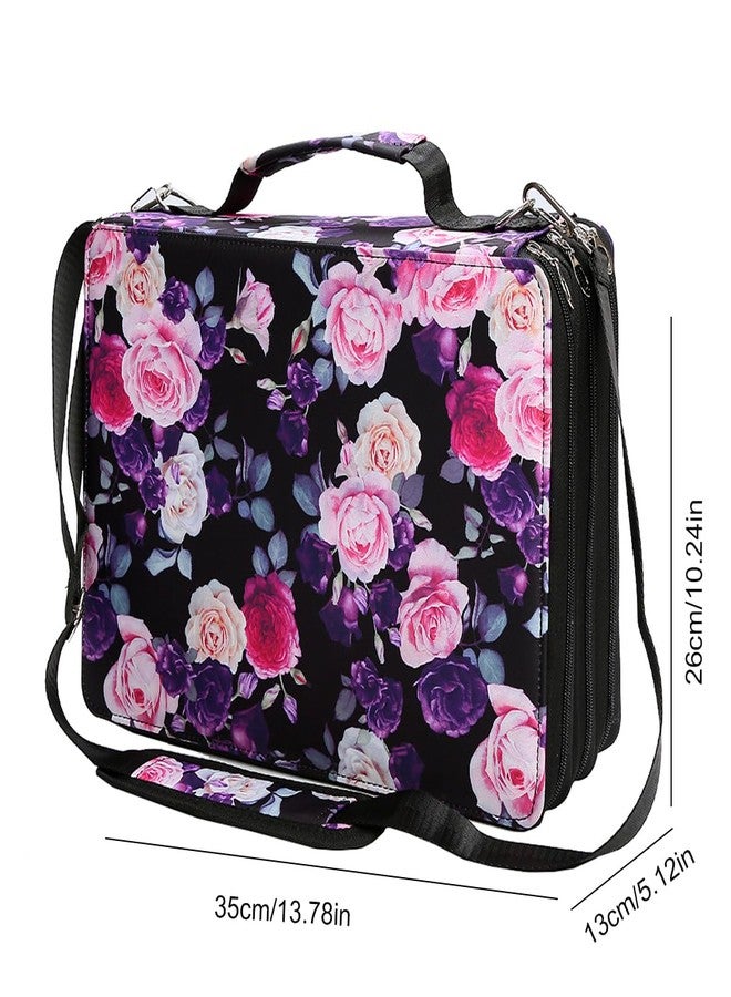 Lbxgap Marker Pen Organizer Case 224 Slots Large Capacity with Handy Wrap Portable Multilayer Holder for Watercolor Pencils & Gel Pen Markers(Purple Rose) - Image 2