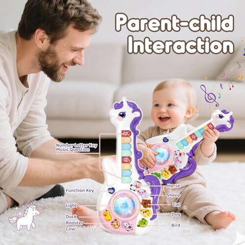 Marstone Toys for 1 2 Year Old Girl Birthday Gifts Baby Musical Unicorn Toys 1218 Months Educational Cartoon Guitar for Toddler Boy Kid 13 Infant 1st First Interactive Learning Birthday Present - Image 5