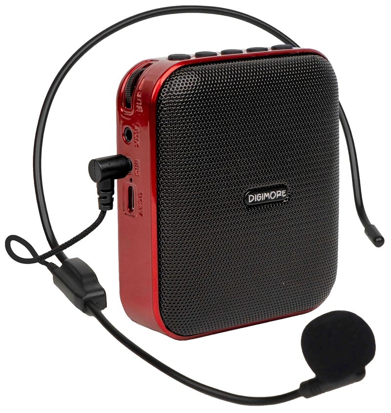DIGIMORE D-1210 Bluetooth Voice Amplifier for Teachers | 10H Battery Life, and MP3 Support |10W Portable PA System with Headset Microphone for Tour Guides,Yoga,Fitness Instructors,Colleges (Red) - Image 1