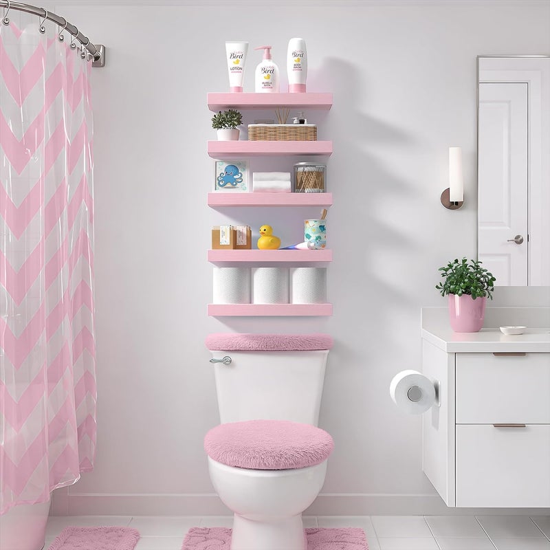 Sorbus Floating Shelves for Wall – 16 Inch Floating Shelf for Kitchen, Bedroom, Living Room, Bathroom, Home & Wall Decor - Mounted Bathroom Shelves with Invisible Brackets (Soft Pink, 2 Pack) - Image 2