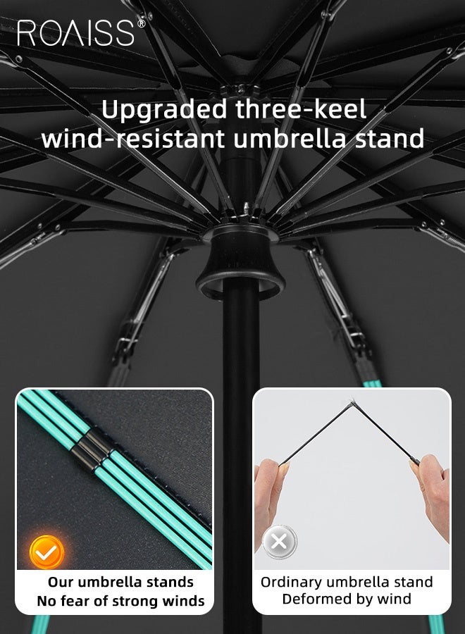 roaiss 60 Rib Fully Automatic Umbrella for Men Women Reverse Folding Dual Purpose Umbrella with Nano Waterproof Coating and Black Vinyl Layer Sun Protection Umbrella Cloth Highly Efficient Insulation UPF50+ - Image 4