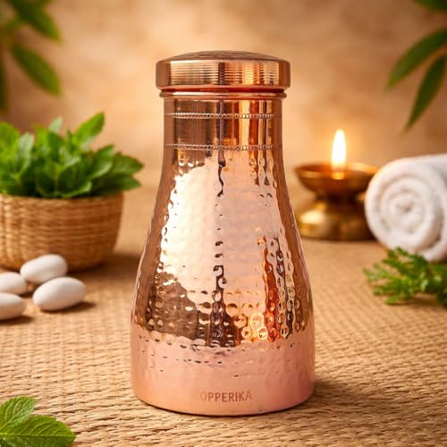 Copperika Export Quality Bedroom Jar 100% Pure Copper Water Bottle 1 Litre - 1000ml |Original With Ayurvedic & Other Health Benefits | For Home, Office, Kids & Travel - Image 1