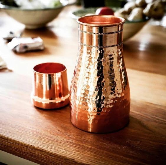 Copperika Export Quality Bedroom Jar 100% Pure Copper Water Bottle 1 Litre - 1000ml |Original With Ayurvedic & Other Health Benefits | For Home, Office, Kids & Travel - Image 4