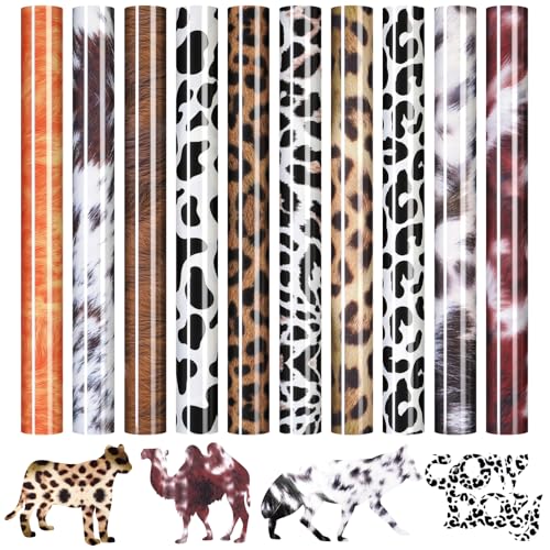 HTVRONT Leopard HTV Heat Transfer Vinyl 11 Packs Cheetah Iron on Vinyl Easy to Cut Weed Pattern HTV for TShirts 12x10in Printed HT - Image 1
