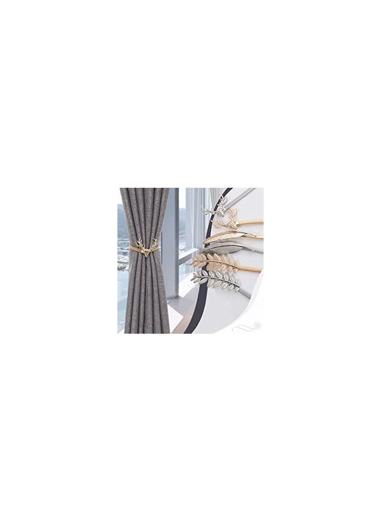 Spaceshoop Curtain Buckle1pc Metal Pearl Elk Leaves Curtain Clip Curtains Holders Buckle Clips Curtain Accessories Home Decor Decorations Tools Gold Elk  - Image 2
