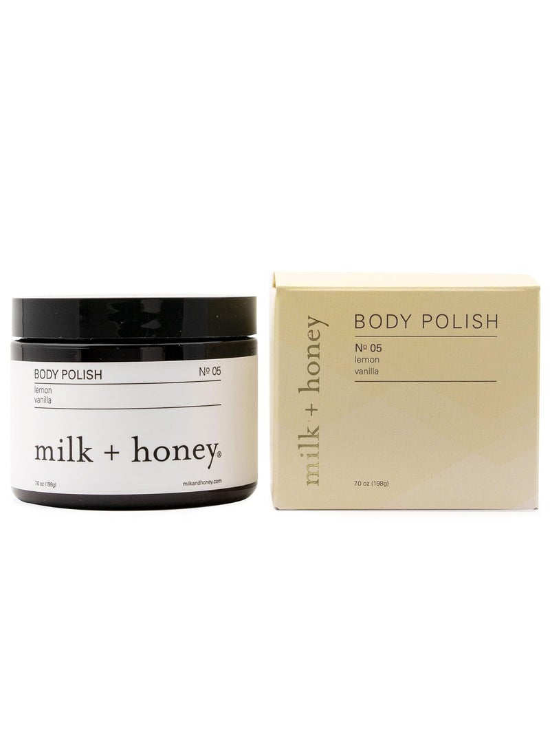 milk + honey - milk  honey Exfoliating Body Polish No 5 with Coconut Vanilla and Lemon Exfoliating Body Polish Body Scrub for Women and Men 7 oz - Image 1