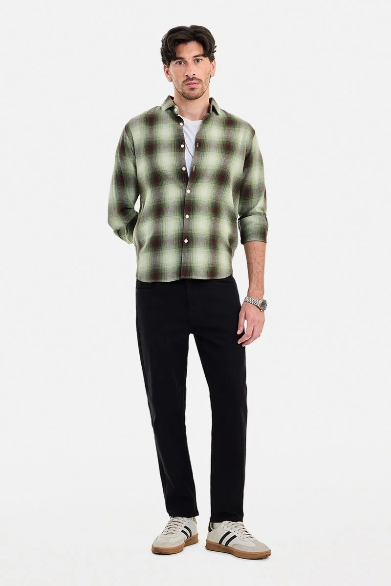 SNITCH Green Checkered Long Sleeve Regular Fit Shirt