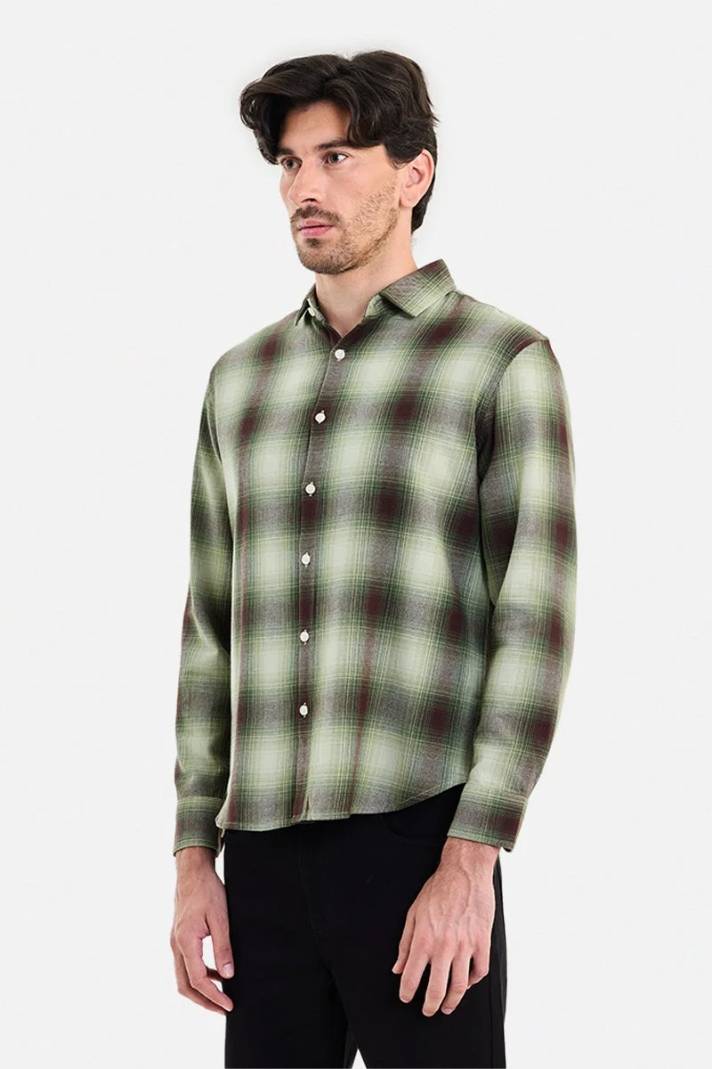 SNITCH Green Checkered Long Sleeve Regular Fit Shirt