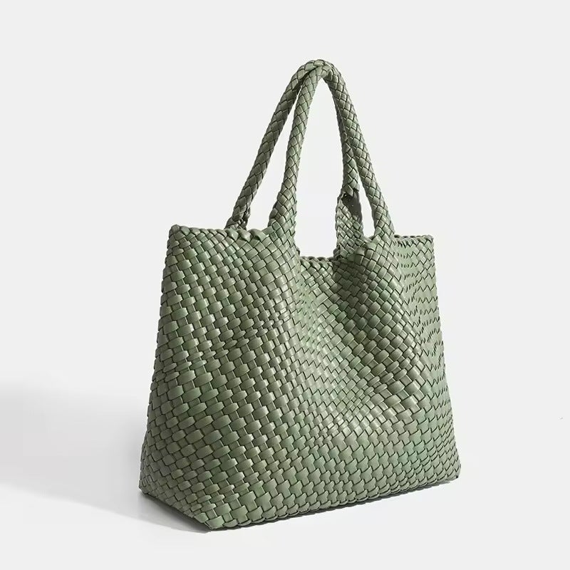 New Style Casual Urban Trendy Simple Style Nylon Large Capacity Hand Woven Satchel Handbag - Image 3
