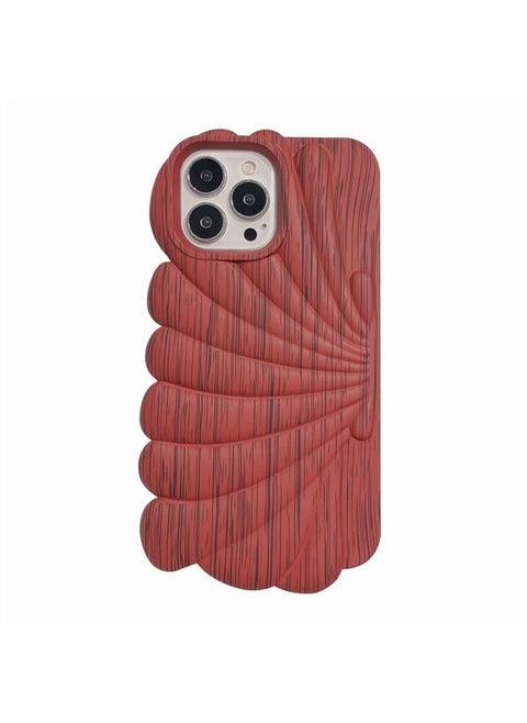 Case Cover For iPhone 11 Pro Max Wood Grain Shell Shape TPU Phone Case Red