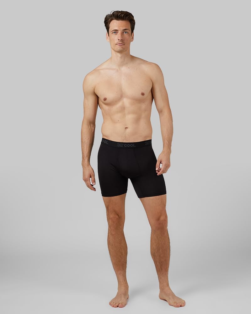 32 Degrees COOL Mens 4-PACK Active Mesh Quick Dry Performance Boxer Brief, 4 Black, Medium - Image 2