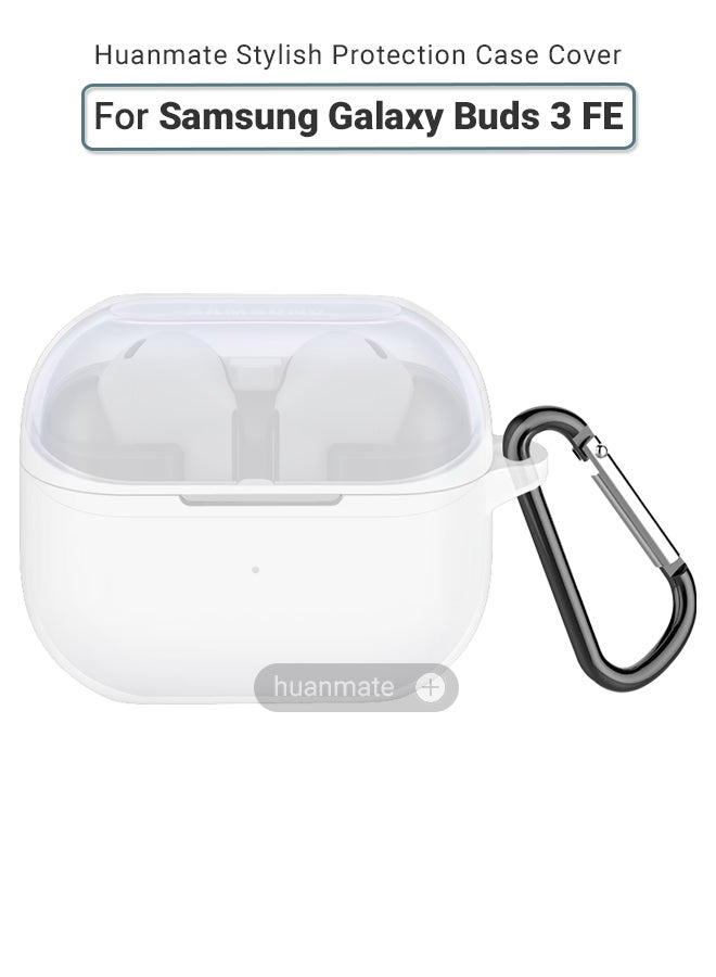 huanmate Samsung Galaxy Buds 3 FE Silicone Case Cover - Transparent White - Made with Soft Silicone, Lightweight & Durable - Stylish Design, Accurate Cut-outs, Easy Installation & Removal - Image 1