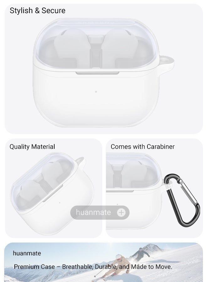 huanmate Samsung Galaxy Buds 3 FE Silicone Case Cover - Transparent White - Made with Soft Silicone, Lightweight & Durable - Stylish Design, Accurate Cut-outs, Easy Installation & Removal - Image 5