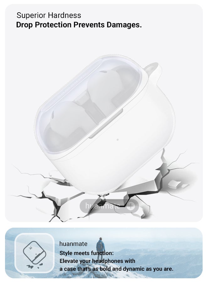 huanmate Samsung Galaxy Buds 3 FE Silicone Case Cover - Transparent White - Made with Soft Silicone, Lightweight & Durable - Stylish Design, Accurate Cut-outs, Easy Installation & Removal - Image 4