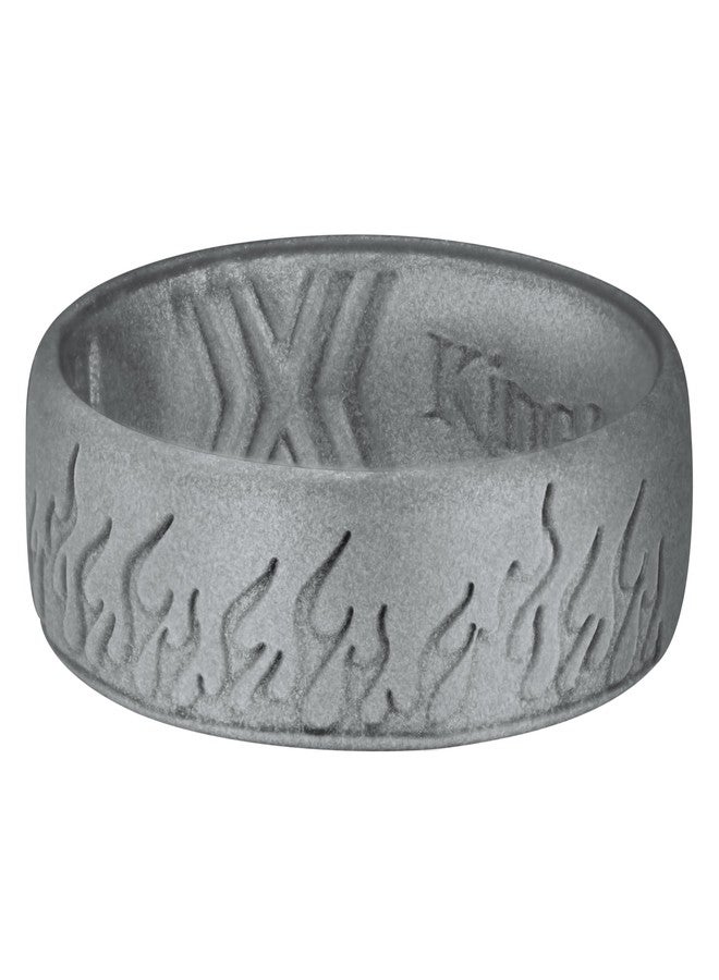 King Will Flame Silicone Ring for Men and Women, 1.8mm Ultra Thin 6.6mm Width, Dome Metallic Style Comfort Fit - Breathable Durable Flexible Wedding Band, Metallic Dark Gray, Size 8 - Image 2