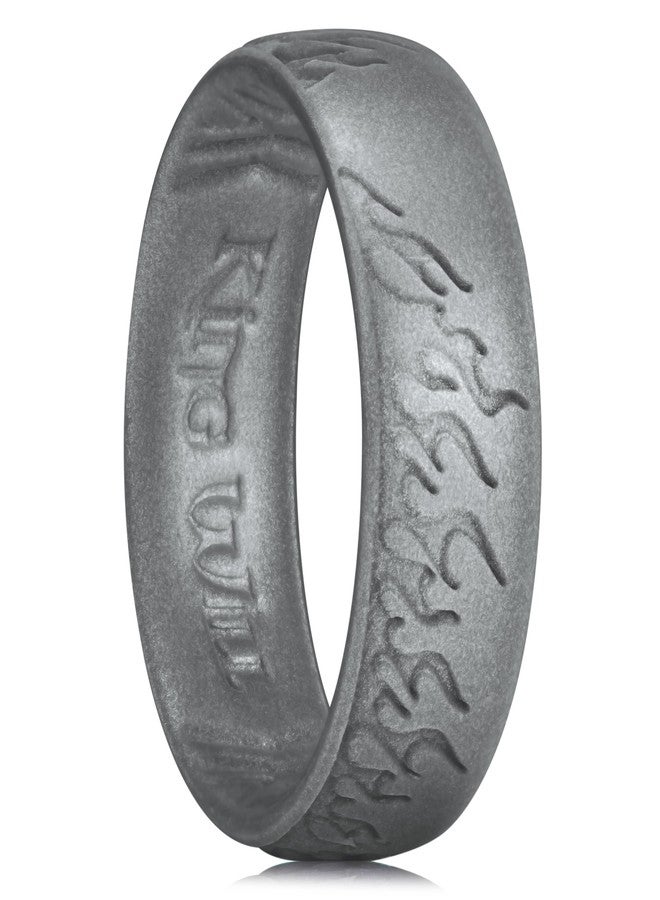 King Will Flame Silicone Ring for Men and Women, 1.8mm Ultra Thin 6.6mm Width, Dome Metallic Style Comfort Fit - Breathable Durable Flexible Wedding Band, Metallic Dark Gray, Size 8 - Image 1