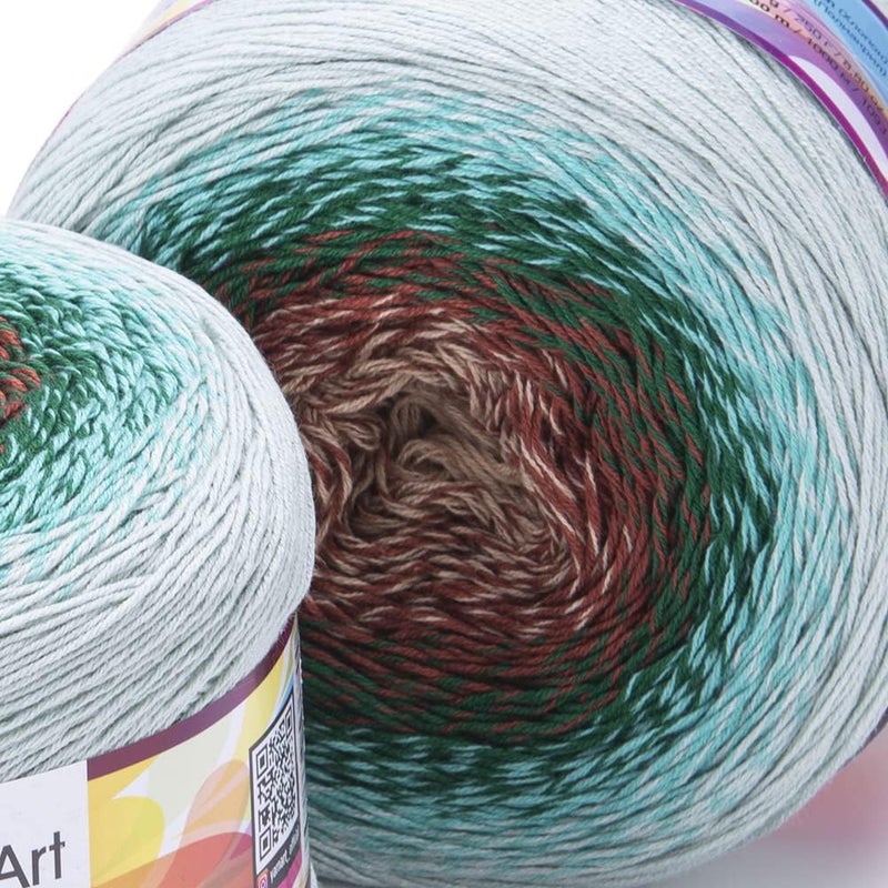 YarnArt خيوط يارن آرت فلورز 55 قطن 45 أكريليك 250 جرام 1094 ياردة خيوط قطن متعددة الألوان خيوط كروشيه قوس قزح ربيع صيف 2 خيوط رياضية 318 - Image 2