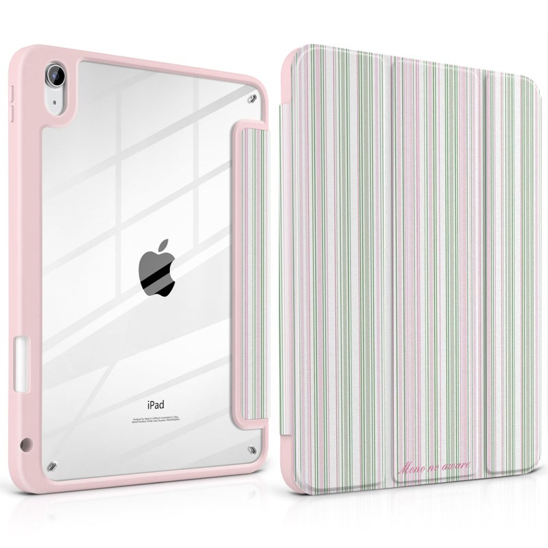 TWOLSKOO for iPad 11th & 10th Gen Case with Pencil Holder, Trifold Stand, Auto Sleep/Wake, Clear Acrylic Back with TPU Bumper, for iPad 11-inch (2025, A16 Chip) & 10.9-inch (2022), Pastel Stripes - Image 1