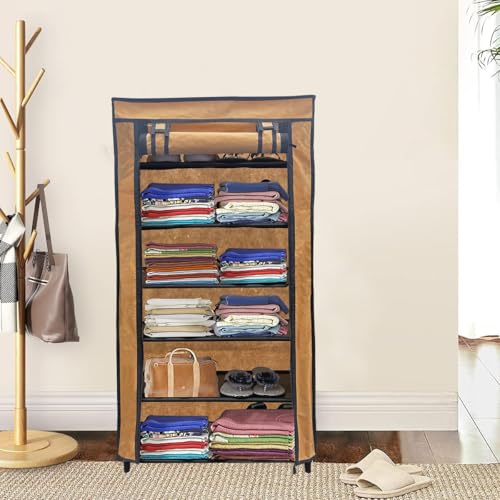 RAXON WORLD 6 Layer Beige Space-Saver Collapsible Wardrobe: Maximize Your Space with Style - Image 5