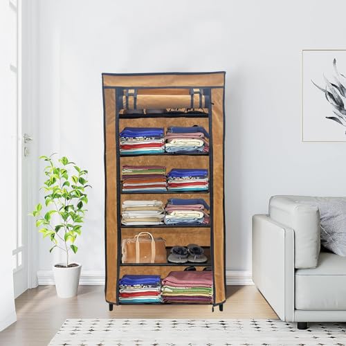 RAXON WORLD 6 Layer Beige Space-Saver Collapsible Wardrobe: Maximize Your Space with Style - Image 1