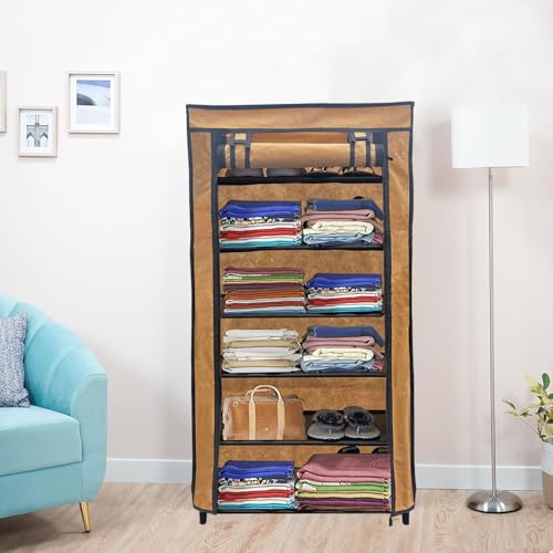 RAXON WORLD 6 Layer Beige Space-Saver Collapsible Wardrobe: Maximize Your Space with Style - Image 3