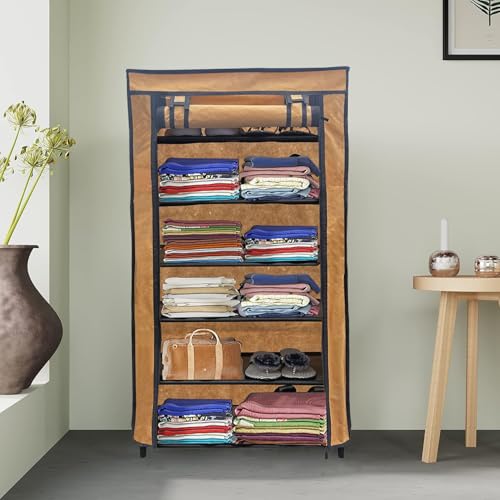 RAXON WORLD 6 Layer Beige Space-Saver Collapsible Wardrobe: Maximize Your Space with Style - Image 2