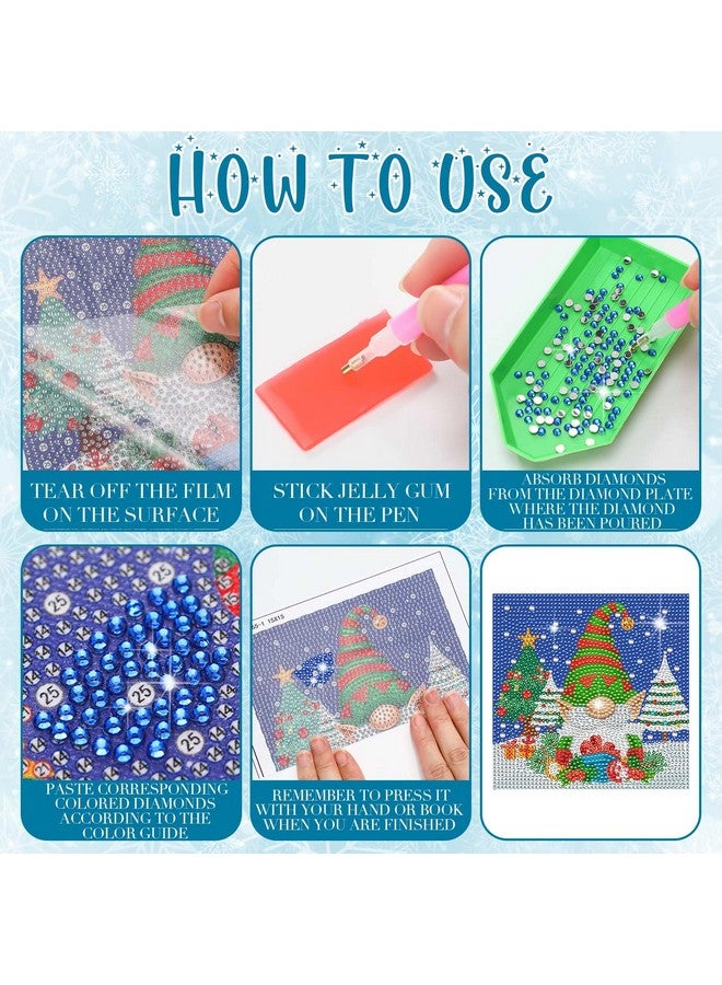 تيكيونايت مجموعة لوحة فنية من الماس لعيد الميلاد من TecUnite مكونة من 9 قطع، مجموعة لوحة فنية من الماس للمبتدئين، أعمال يدوية من الماس وأحجار الراين والأحجار الكريمة لتزيين الحائط في المنزل، مقاس 6 × 6 بوصة (كلاسيكية) - Image 4