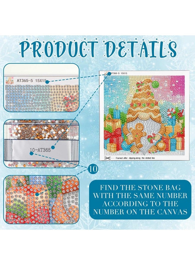 تيكيونايت مجموعة لوحة فنية من الماس لعيد الميلاد من TecUnite مكونة من 9 قطع، مجموعة لوحة فنية من الماس للمبتدئين، أعمال يدوية من الماس وأحجار الراين والأحجار الكريمة لتزيين الحائط في المنزل، مقاس 6 × 6 بوصة (كلاسيكية) - Image 3