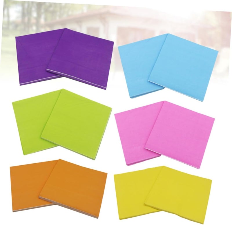 SHERCHPRY 6-Pack Solid Color Paper Napkins Creative Dinner Napkins for Parties Festivals and Gatherings 20 Sheets Each in Rosy Orange Sky Blue Yellow Purple and Green - Image 4