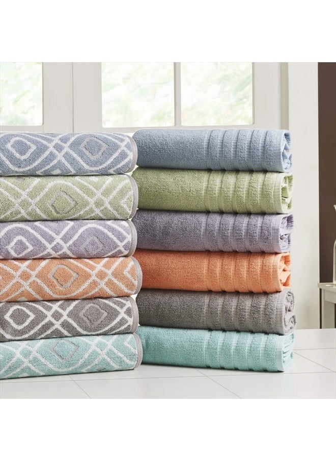 Modern Threads Amrapur Overseas 6-Piece Yarn Dyed Oxford Stripe Jacquard/Solid Ultra Soft 500GSM 100% Combed Cotton Towel Set [Ash Grey]  - Image 3