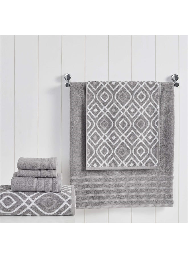 Modern Threads Amrapur Overseas 6-Piece Yarn Dyed Oxford Stripe Jacquard/Solid Ultra Soft 500GSM 100% Combed Cotton Towel Set [Ash Grey]  - Image 2