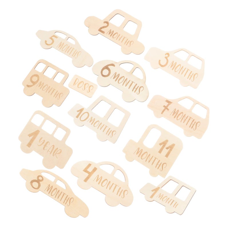 Wooden Baby Milestone Cards Set With Discs For Newborn Monthly Growth Signs - Image 2