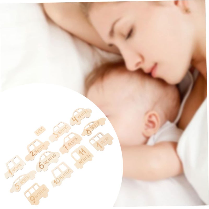 Wooden Baby Milestone Cards Set With Discs For Newborn Monthly Growth Signs - Image 4