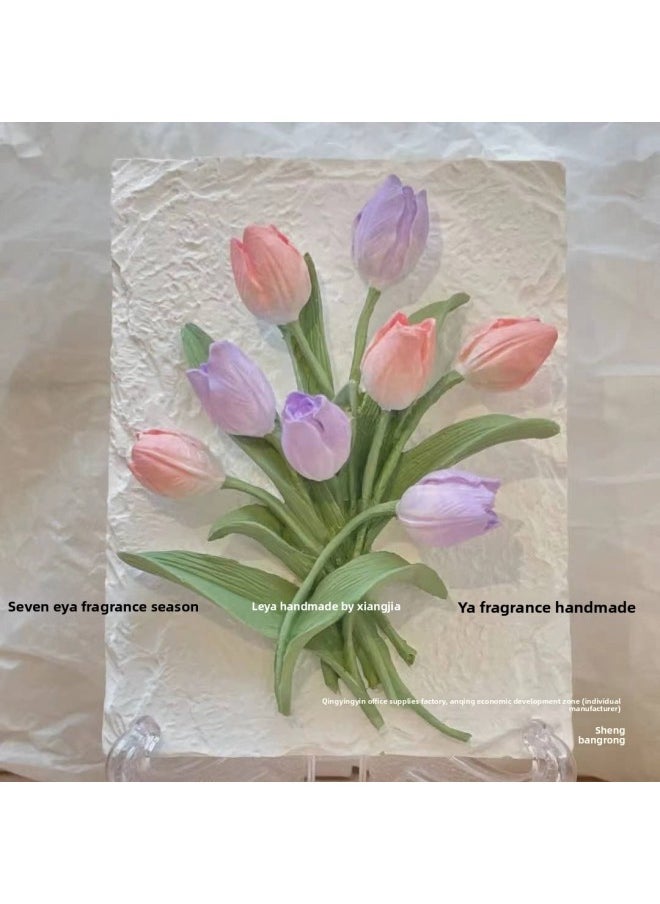 Listing Diy2024 Gypsum Doll Colored Graffiti Flower Card Stall Stone Graffiti Gypsum Doll Toy-Color:Lily Of The Valley + Wind Chime Flower + Ribbon + Drawing [white Embryo Without Paint]  - Image 5