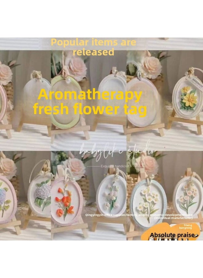 Listing Diy2024 Gypsum Doll Colored Graffiti Flower Card Stall Stone Graffiti Gypsum Doll Toy-Color:Lily Of The Valley + Wind Chime Flower + Ribbon + Drawing [white Embryo Without Paint]  - Image 2