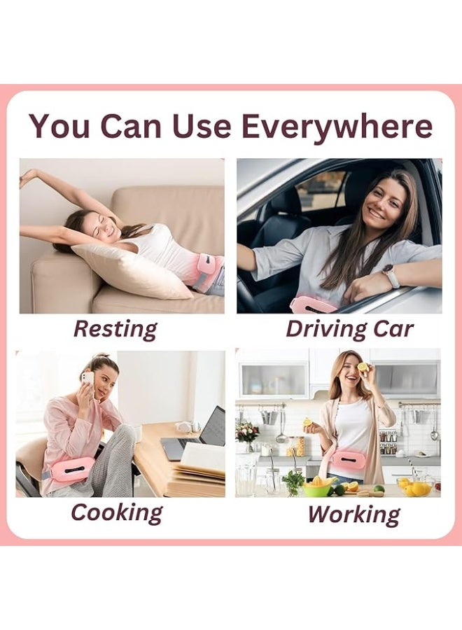 جهاز تدفئة متطور لتخفيف آلام الدورة الشهرية مع 4 أنماط تدليك - جهاز تخفيف الألم بشاشة LED - حزام كهربائي مريح لآلام البطن والظهر (متعدد الألوان) - Image 2