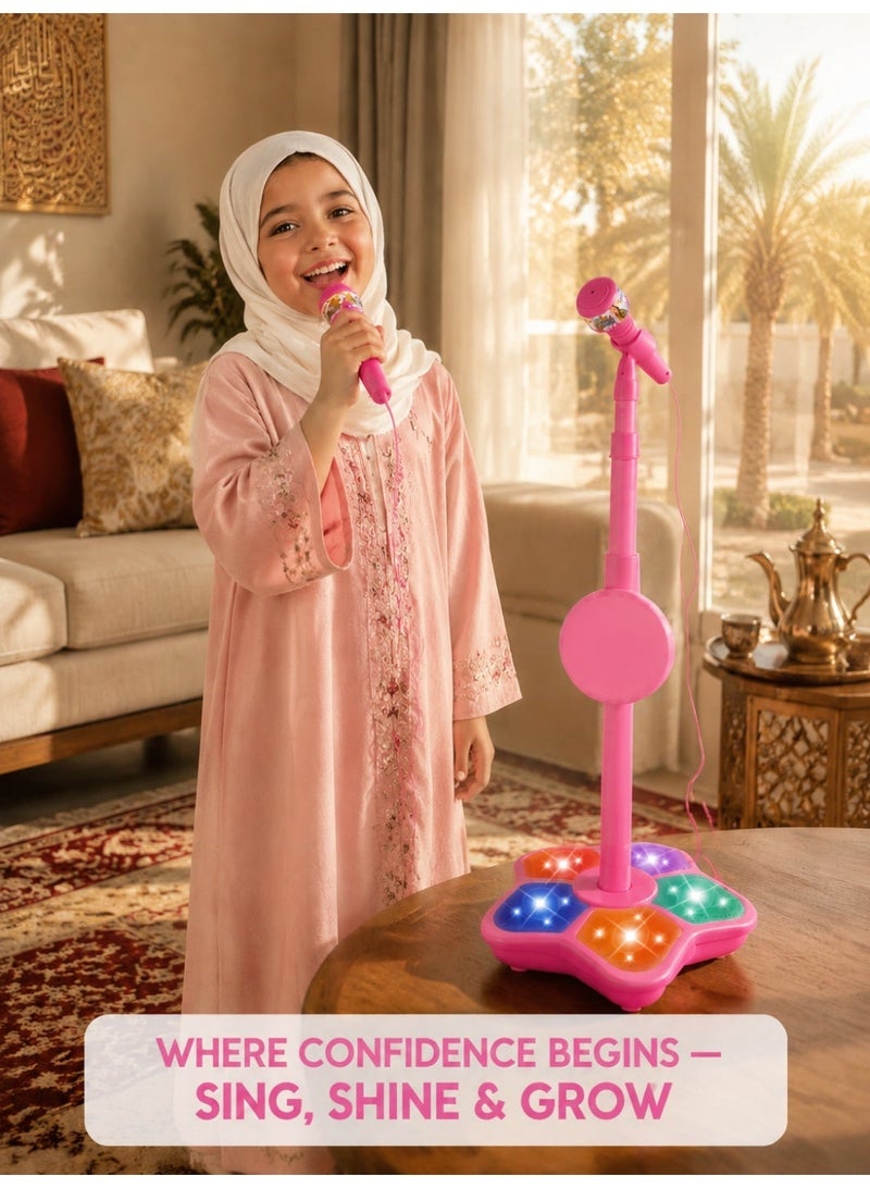 joudiplay Children's Microphone Guitar Toy – 5-Light Party Stage Karaoke Singing Toy – Fun Toy for Boys and Girls – Pink – Gift Boxed - Image 3