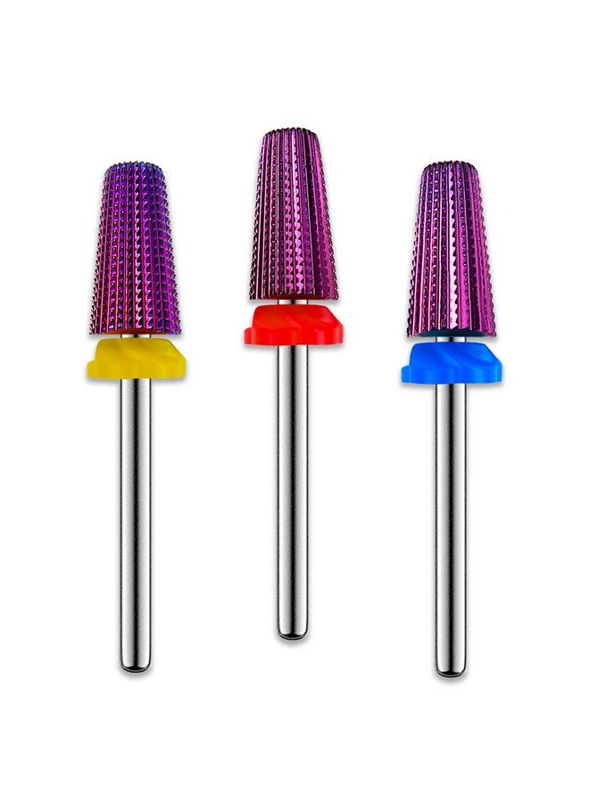 Depvko 3Pcs Carbide 5 In 1 Nail Drill Bit Set Two Way Rotate Use For Both Left And Right Handed Xf， F， M 3/32 Inches Brocas Para Drill Nails For Acrylic Nail Gel Fast Remove - Image 1