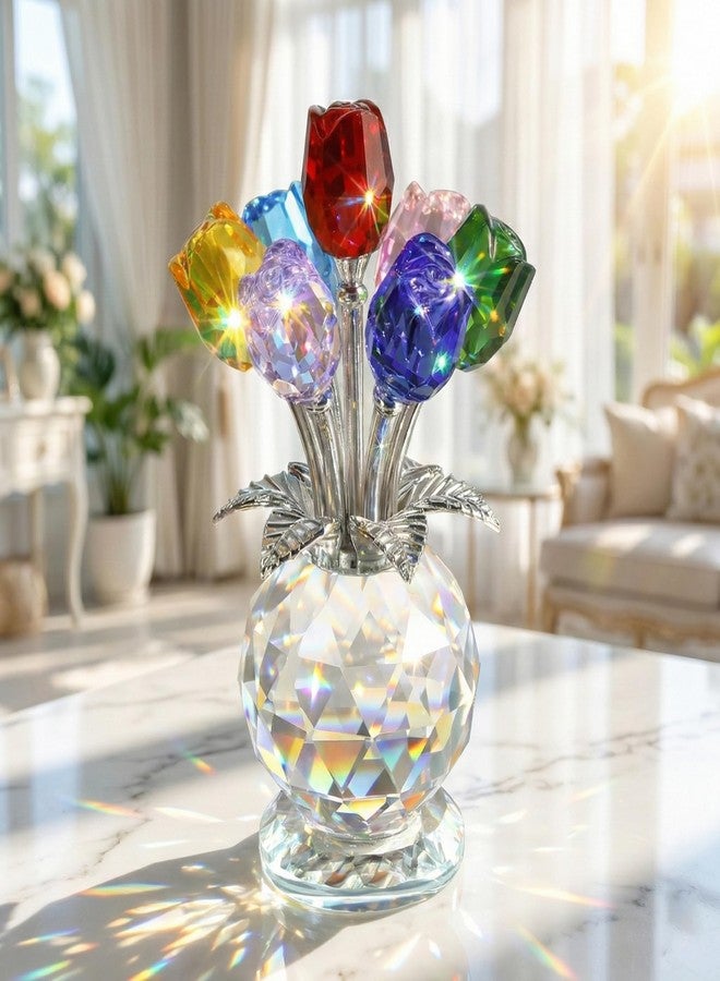 Rotroyce Crystal Rose Flower Gift for Women - Handmade Colorful Glass Rose Figurine with Gift Box - Everlasting Rose Keepsake for Valentine’s Day, Anniversary, Wedding, Mother’s Day Home Decor (Multicolor) - Image 4