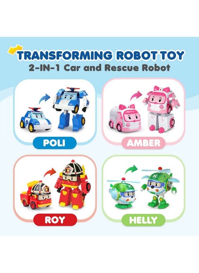 Robocar Poli [2 Pack] Poli + Roy Transforming Robot Toys 4" Transformable Action Figure Car Toy Rescue  - Image 4