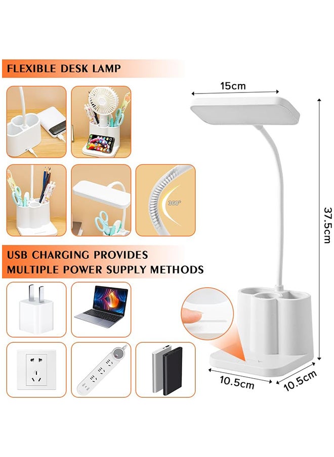 Necomi - 360° Flexible LED Desk Lamp with 3 Color Modes Dimmable Touch Control Study Lamp White - Image 1