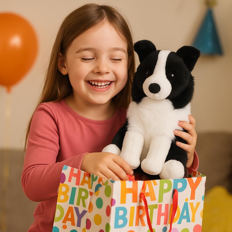 WEIGEDU Border Collie Stuffed Animal Plush Dog Toy, 12 Inch, Soft Realistic Black and White Puppy, Cuddly Farm Animal Plushie for Kids, Girls, Boys, Birthday - Image 5