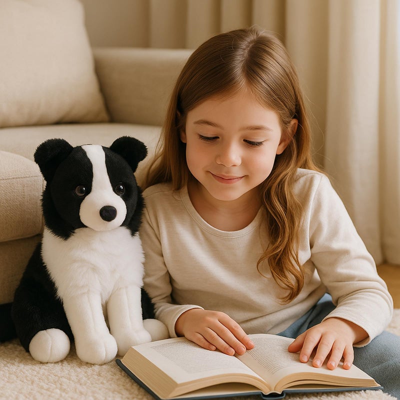 WEIGEDU Border Collie Stuffed Animal Plush Dog Toy, 12 Inch, Soft Realistic Black and White Puppy, Cuddly Farm Animal Plushie for Kids, Girls, Boys, Birthday - Image 3