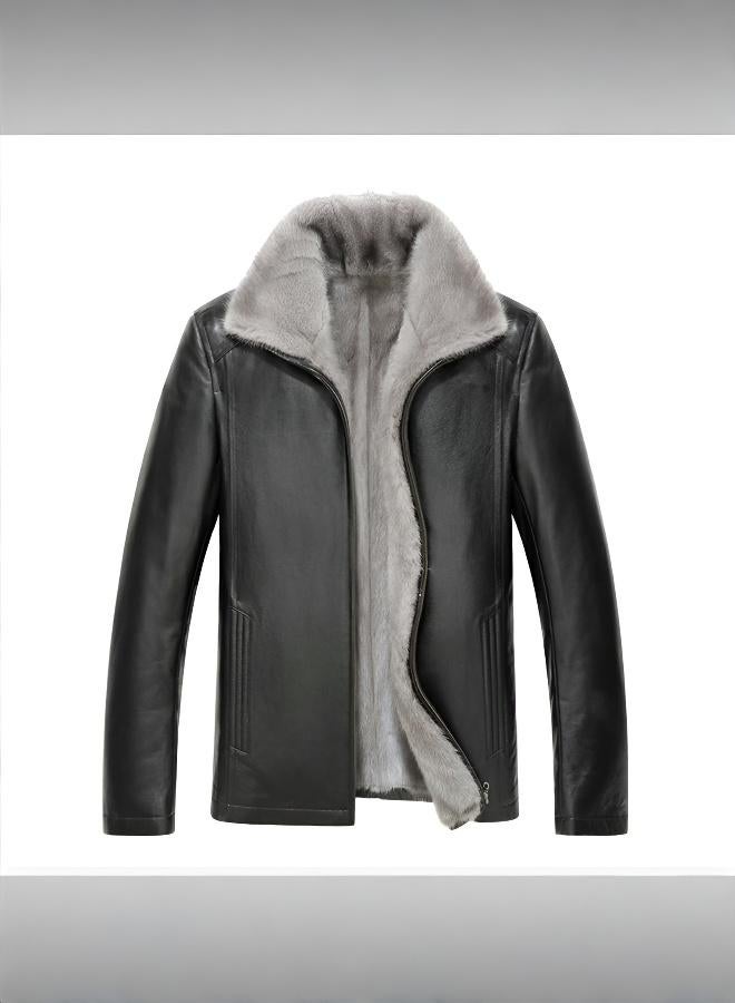 Men's Mink and Deer Leather Jacket - Image 3