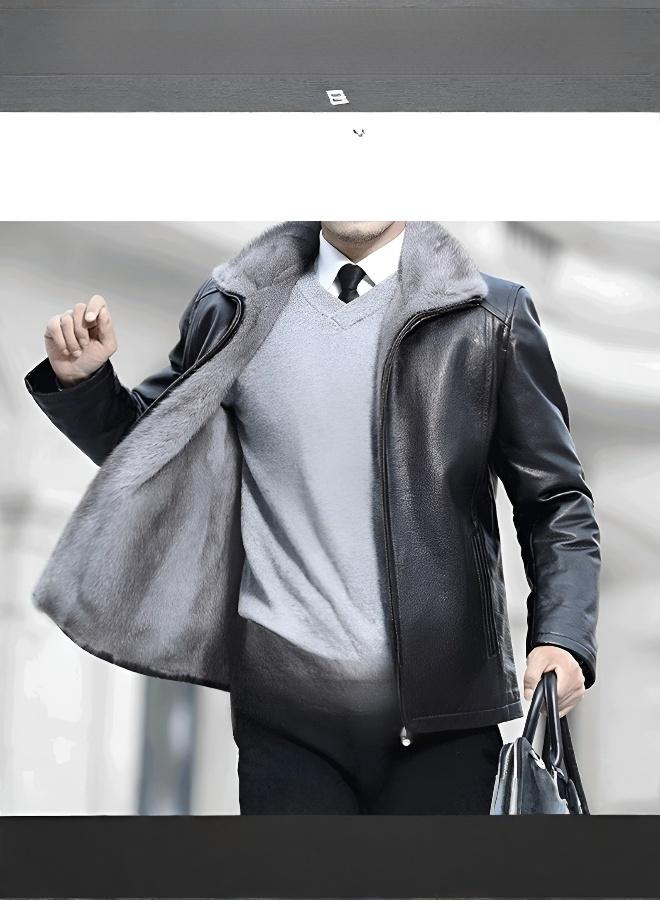 Men's Mink and Deer Leather Jacket - Image 2